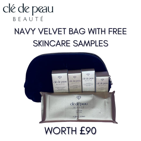 Clé De Peau Beauté Navy Velvet Makeup Bag With Free Skincare Samples